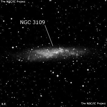 NGC 3109 - спиральная галактика с баром. Описание NGC 3109:, Галактика в созвездии Гидра