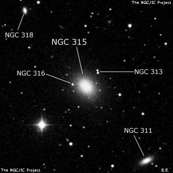 NGC 315 - эллиптическая галактика. Описание NGC 315:, Галактика в созвездии Рыбы