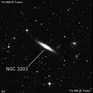 NGC 3203 - линзовидная галактика. Описание NGC 3203:, Галактика в созвездии Гидра