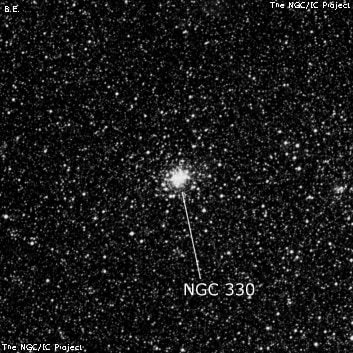NGC 330 - шаровое скопление звёзд. Описание NGC 330:, Рассеянное скопление в созвездии Тукан