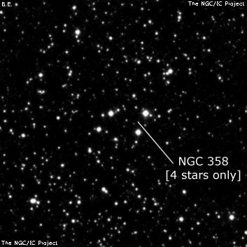 NGC 358 - три звезды. Описание NGC 358:, Объект глубокого космоса в созвездии Кассиопея