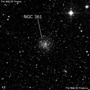 NGC 361 - рассеянное скопление звёзд. Описание NGC 361:, Рассеянное скопление в созвездии Тукан