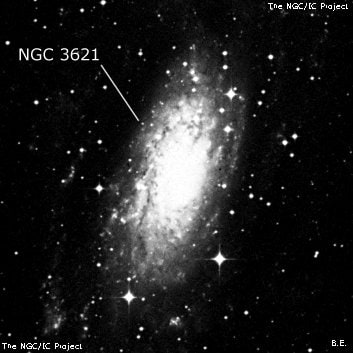 NGC 3621 - спиральная галактика с баром. Описание NGC 3621:, Галактика в созвездии Гидра