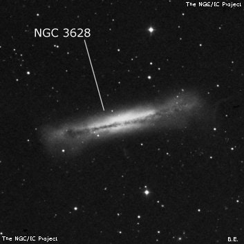 NGC 3628 - спиральная галактика. Описание NGC 3628:, Галактика в созвездии Лев
