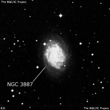 NGC 3887 - спиральная галактика с баром. Описание NGC 3887:, Галактика в созвездии Чаша