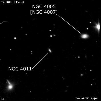 NGC 4011 - линзовидная галактика. Описание NGC 4011:, Галактика в созвездии Лев