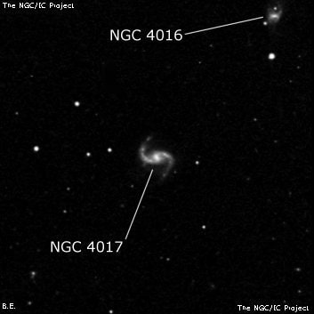 NGC 4017 - спиральная галактика с баром. Описание NGC 4017:, Галактика в созвездии Волосы Вероники