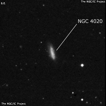NGC 4020 - спиральная галактика с баром. Описание NGC 4020:, Галактика в созвездии Большая Медведица
