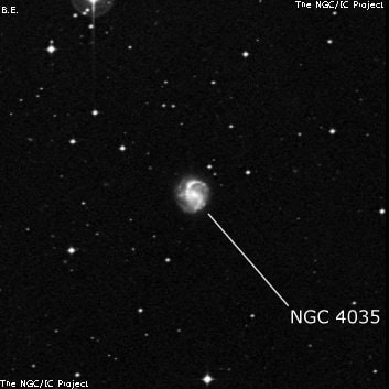 NGC 4035 - спиральная галактика с баром. Описание NGC 4035:, Галактика в созвездии Ворон