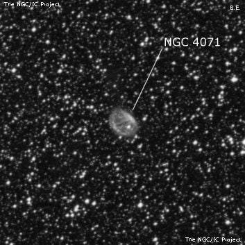 NGC 4071 - планетарная туманность. Описание NGC 4071:, Планетарная туманность в созвездии Муха