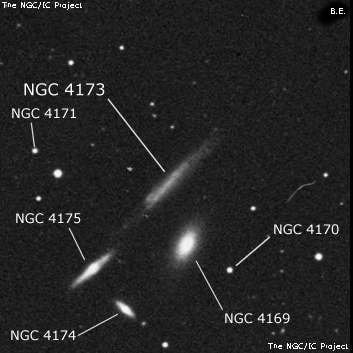 NGC 4173 - галактика. Описание NGC 4173:, Галактика в созвездии Волосы Вероники