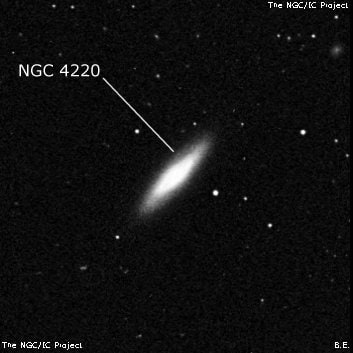 NGC 4220 - линзовидная галактика. Описание NGC 4220:, Галактика в созвездии Гончие Псы