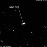 NGC 423 - линзовидная галактика. Описание NGC 423:, Галактика в созвездии Скульптор