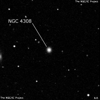 NGC 4308 - эллиптическая галактика. Описание NGC 4308:, Галактика в созвездии Волосы Вероники