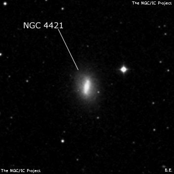 NGC 4421 - спиральная галактика с баром. Описание NGC 4421:, Галактика в созвездии Волосы Вероники