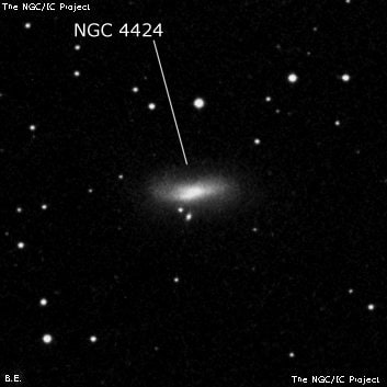 NGC 4424 - спиральная галактика с баром. Описание NGC 4424:, Галактика в созвездии Дева