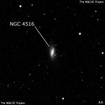 NGC 4516 - спиральная галактика с баром. Описание NGC 4516:, Галактика в созвездии Волосы Вероники