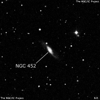 NGC 452 - спиральная галактика с баром. Описание NGC 452:, Галактика в созвездии Рыбы