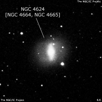 NGC 4624 - спиральная галактика с баром. Описание NGC 4624:, Объект глубокого космоса в созвездии Дева