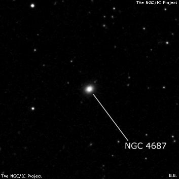 NGC 4687 - эллиптическая галактика. Описание NGC 4687:, Галактика в созвездии Гончие Псы