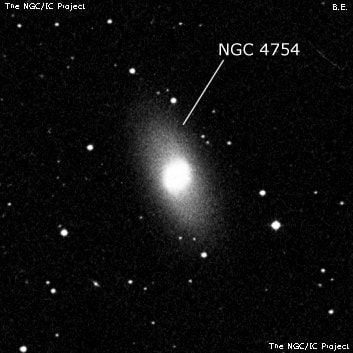 NGC 4754 - спиральная галактика с баром. Описание NGC 4754:, Галактика в созвездии Дева