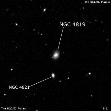 NGC 4819 - спиральная галактика с баром. Описание NGC 4819:, Галактика в созвездии Волосы Вероники