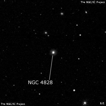 NGC 4828 - линзовидная галактика. Описание NGC 4828:, Галактика в созвездии Волосы Вероники