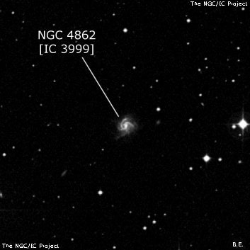 NGC 4862 - спиральная галактика с баром. Описание NGC 4862:, Галактика в созвездии Дева