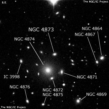 NGC 4873 - линзовидная галактика. Описание NGC 4873:, Галактика в созвездии Волосы Вероники