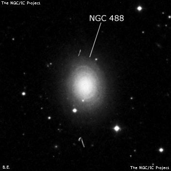 NGC 488 - спиральная галактика. Описание NGC 488:, Галактика в созвездии Рыбы