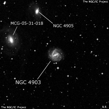NGC 4903 - спиральная галактика с баром. Описание NGC 4903:, Галактика в созвездии Центавр
