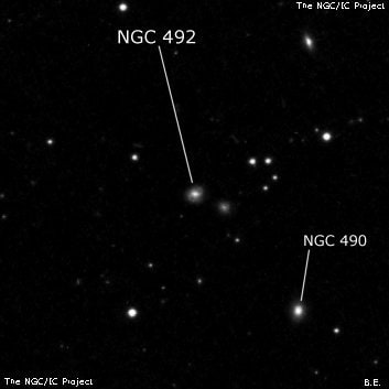 NGC 492 - спиральная галактика с баром. Описание NGC 492:, Галактика в созвездии Рыбы