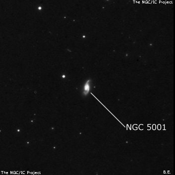 NGC 5001 - спиральная галактика с баром. Описание NGC 5001:, Галактика в созвездии Большая Медведица