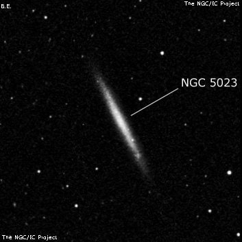 NGC 5023 - спиральная галактика. Описание NGC 5023:, Галактика в созвездии Гончие Псы