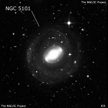 NGC 5101 - спиральная галактика с баром. Описание NGC 5101:, Галактика в созвездии Гидра