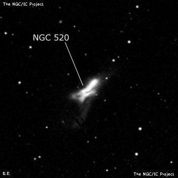 NGC 520 - галактика. Описание NGC 520:, Галактика в созвездии Рыбы
