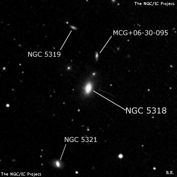NGC 5318 - спиральная галактика с баром. Описание NGC 5318:, Галактика в созвездии Гончие Псы