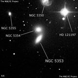 NGC 5353 - линзовидная галактика. Описание NGC 5353:, Галактика в созвездии Гончие Псы