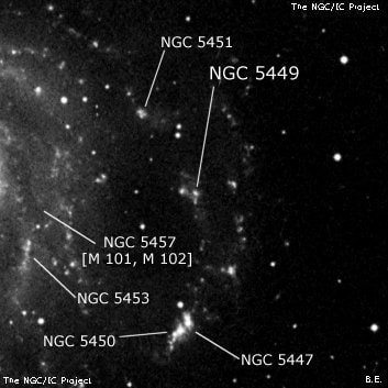 NGC 5449 - H 2 -регион или часть галактики. Описание NGC 5449:, Объект глубокого космоса в созвездии Большая Медведица