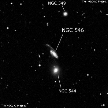 NGC 546 - спиральная галактика с баром. Описание NGC 546:, Галактика в созвездии Скульптор