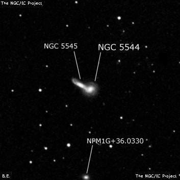 NGC 5544 - спиральная галактика с баром. Описание NGC 5544:, Галактика в созвездии Волопас