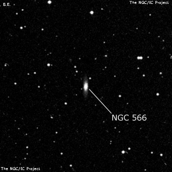 NGC 566 - линзовидная галактика. Описание NGC 566:, Галактика в созвездии Рыбы