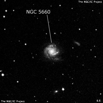 NGC 5660 - спиральная галактика с баром. Описание NGC 5660:, Галактика в созвездии Волопас