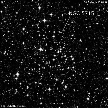 NGC 5715 - рассеянное скопление звёзд. Описание NGC 5715:, Рассеянное скопление в созвездии Циркуль