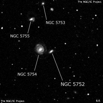 NGC 5752 - спиральная галактика. Описание NGC 5752:, Галактика в созвездии Волопас