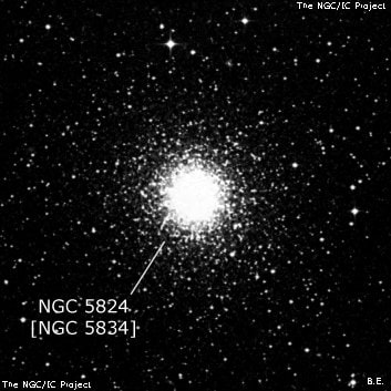 NGC 5824 - шаровое скопление звёзд. Описание NGC 5824:, Объект глубокого космоса в созвездии Волк