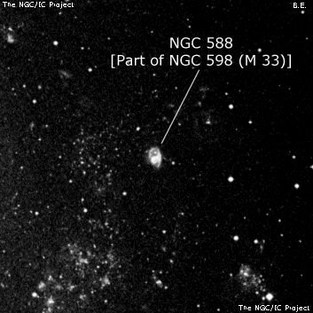 NGC 588 - H 2 -регион или часть галактики. Описание NGC 588:, Область H II в созвездии Треугольник