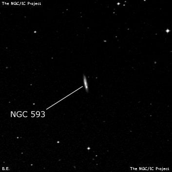 NGC 593 - линзовидная галактика. Описание NGC 593:, Галактика в созвездии Кит