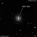 NGC 600 - спиральная галактика с баром. Описание NGC 600:, Галактика в созвездии Кит