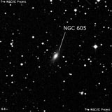 NGC 605 - линзовидная галактика. Описание NGC 605:, Галактика в созвездии Андромеда